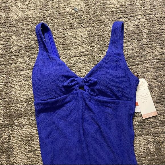 CALIA Women's Textured Tie Front One Piece Swimsuit - Picture 5 of 9